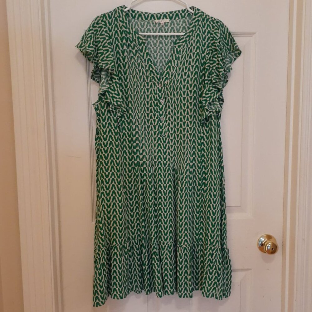 Jodifl V-Neck Half Button Down Flutter Sleeve Dre… - image 1